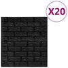 vidaXL Papel pintado autoadhesivo ladrillos 3D 20 unidades negro