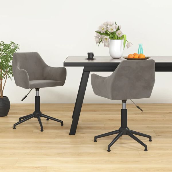 vidaXL Silla de comedor giratoria de terciopelo gris claro