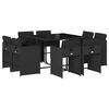vidaXL Set de comedor de jard&iacute;n 9 pzas y cojines rat&aacute;n sint&eacute;tico negro