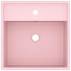 vidaXL Lavabo lujoso cuadrado rebosadero cer&aacute;mica rosa mate 41x41 cm