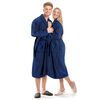 vidaXL Albornoz de rizo unisex 100% algod&oacute;n azul marino talla M