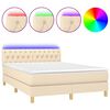 vidaXL Cama box spring con colch&oacute;n y LED tela crema 140x200 cm