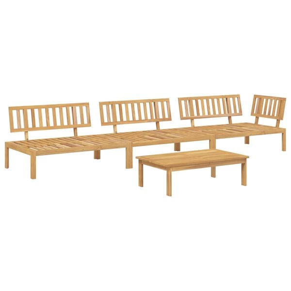 vidaXL Juego de Sof&aacute; con coj&iacute;n 4 pcs Antracita Madera de Acacia S&oacute;lida