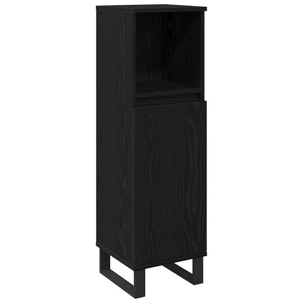 vidaXL Gabinete de Ba&ntilde;o con estante Roble Negro 30 x 30 x 100 cm