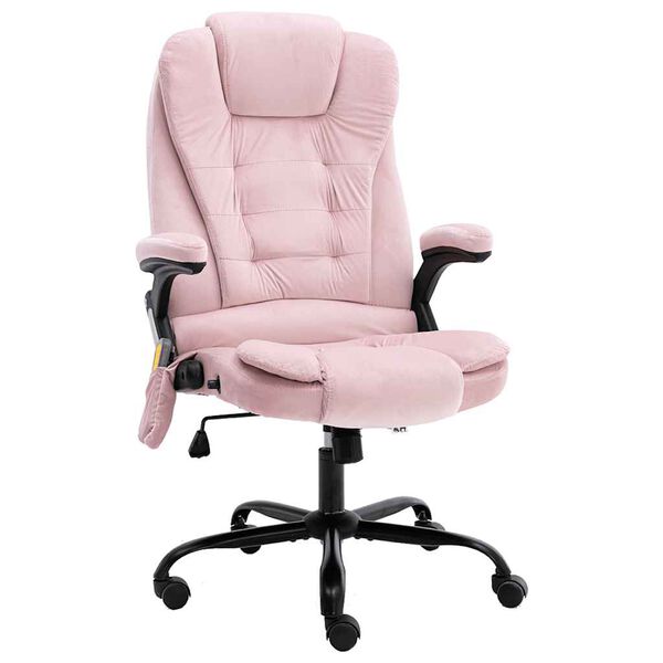 vidaXL Sill&oacute;n de oficina de masaje terciopelo rosa