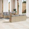 vidaXL Conjunto de sof&aacute; de jard&iacute;n 9 pcs Beige Polirat&aacute;n