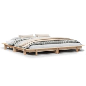 vidaXL Estructura de cama sin colch&oacute;n madera maciza de pino 160x200 cm