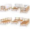 vidaXL Set de muebles de jard&iacute;n 9 pzas madera de teca y cojines crema