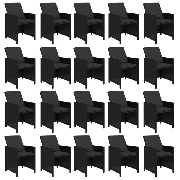 vidaXL Set de comedor jard&iacute;n 21 pzas con cojines rat&aacute;n sint&eacute;tico negro
