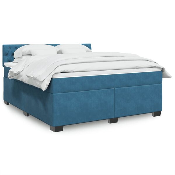 vidaXL Cama box spring con colch&oacute;n terciopelo azul 180x200 cm