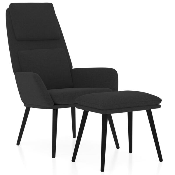 vidaXL Sill&oacute;n de relax con reposapi&eacute;s tela negro
