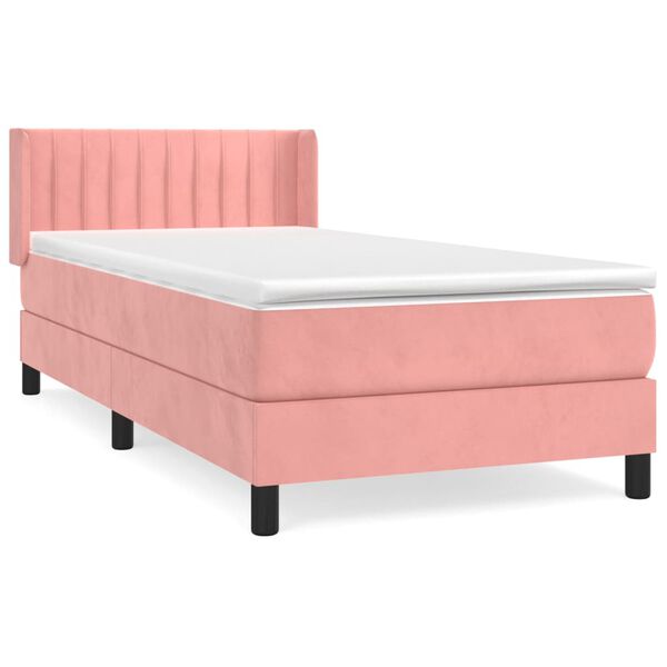 vidaXL Cama box spring con colch&oacute;n terciopelo rosa 90x200 cm