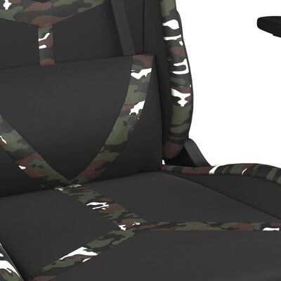 vidaXL Silla gaming de masaje cuero sintético negro y camuflaje
