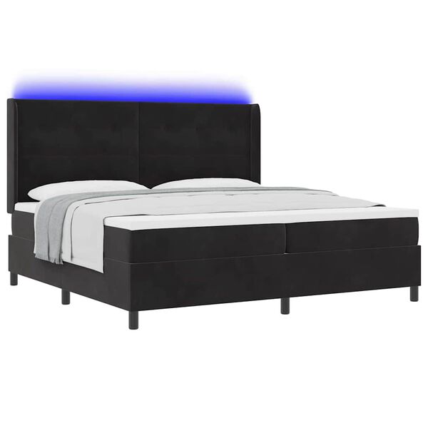 vidaXL Cama tipo Box Spring con colch&oacute;n Negro 200 x 200 cm Terciopelo