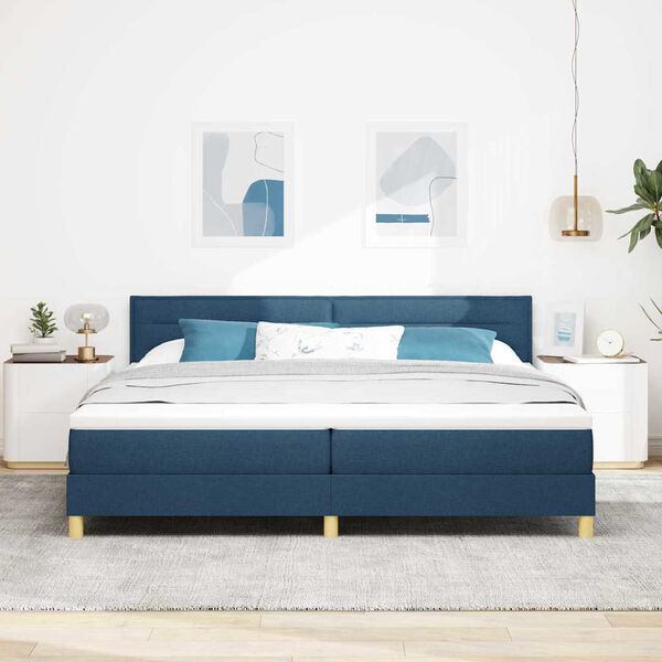 vidaXL Cama tipo Box Spring con coj&iacute;n Manual Azul 200 x 200 cm tela