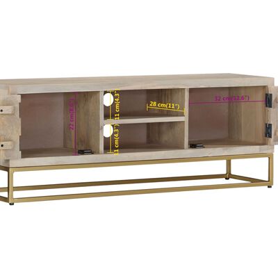 vidaXL Mueble de TV madera maciza de mango blanqueada 110x30x40 cm