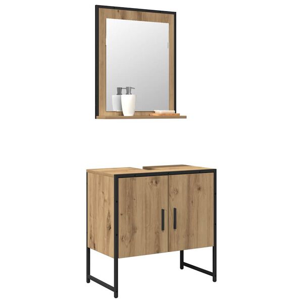 vidaXL Juego de muebles de ba&ntilde;o 2 pcs Marr&oacute;n Madera contrachapada