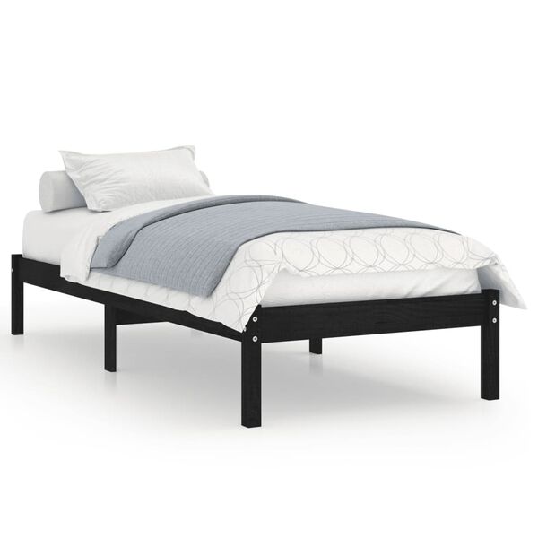 vidaXL Estructura de cama individual pequeña sin colchón madera negro