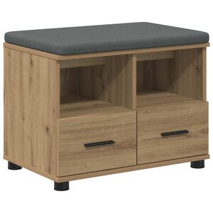 vidaXL Banco para zapatos con coj&iacute;n Roble artisan 60 x 38 x 46 cm