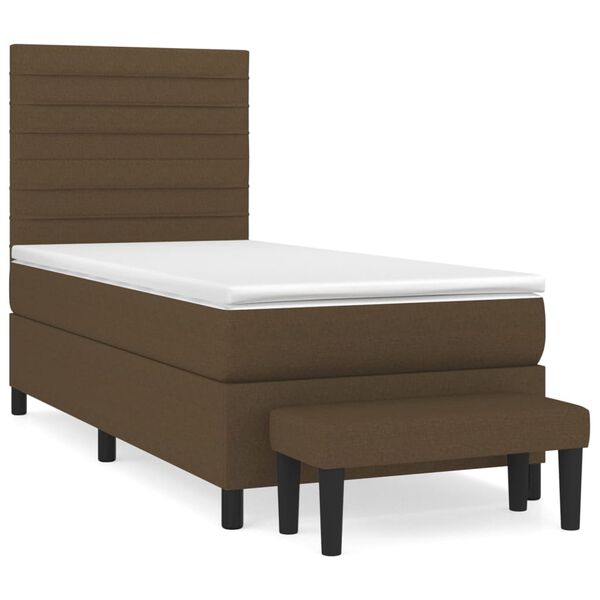 vidaXL Cama box spring con colch&oacute;n tela marr&oacute;n oscuro 80x200 cm