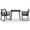 vidaXL Juego de comedor de jard&iacute;n 3 piezas rat&aacute;n PVC negro