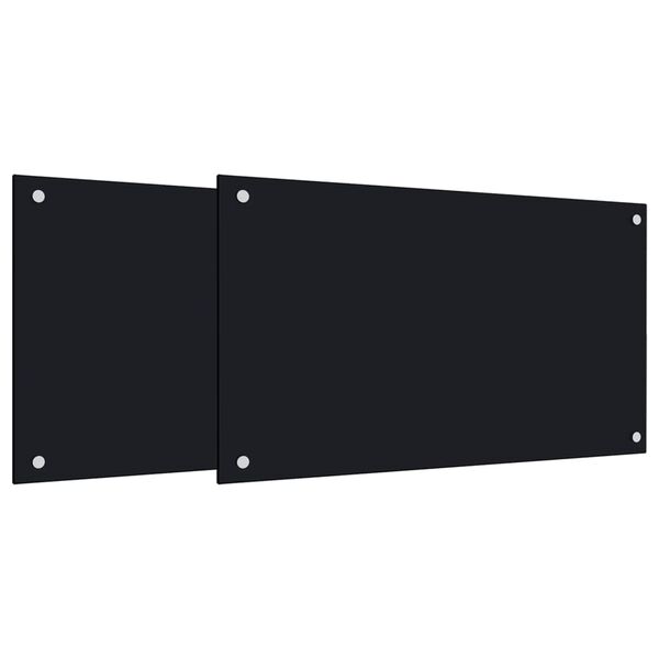vidaXL Salpicaderos de cocina 2 uds vidrio templado negro 70x60 cm