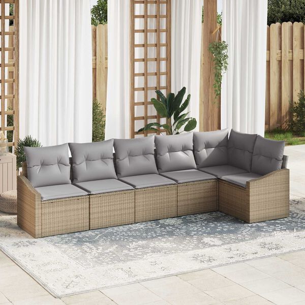 vidaXL Conjunto de sofás de jardín con cojín 6 pcs Beige y Gris Claro