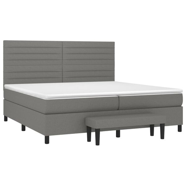 vidaXL Cama box spring con colch&oacute;n tela gris oscuro 200x200 cm