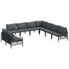 vidaXL Conjunto de sof&aacute;s de jard&iacute;n 9 uds. Negro Acero
