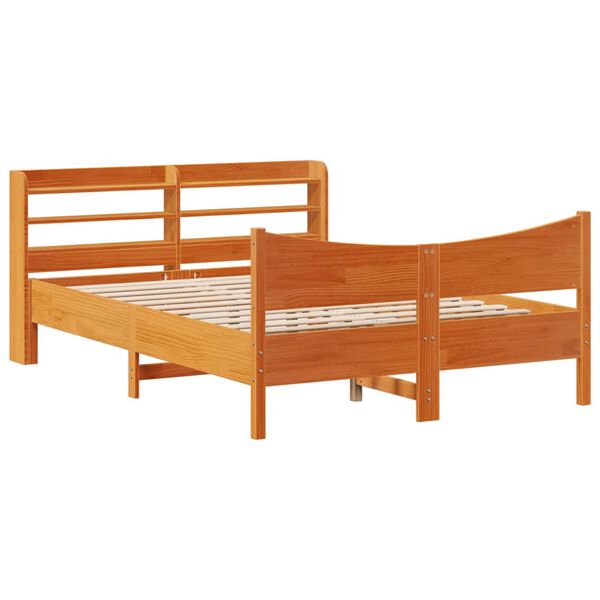 vidaXL Estructura cama con cabecero madera pino marr&oacute;n cera 150x200 cm