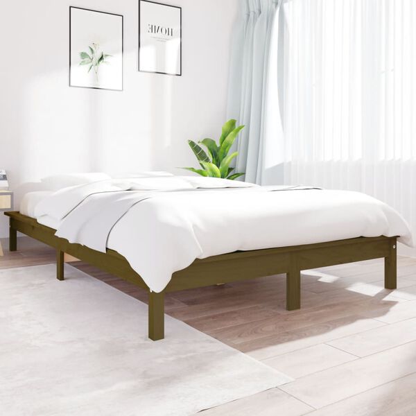 vidaXL Estructura de cama madera maciza de pino marr&oacute;n miel 200x200 cm