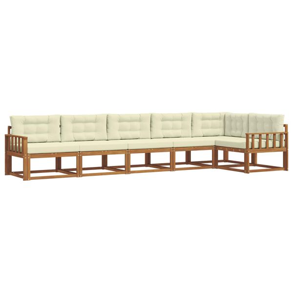 vidaXL Conjunto de sof&aacute;s de exterior con coj&iacute;n 6 pcs Natural y Crema