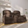 vidaXL Sillón de masaje reclinable 2 plazas con portavasos tela marrón