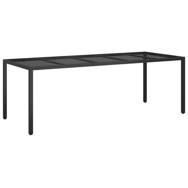 vidaXL Set comedor jard&iacute;n 9 pzas cojines rat&aacute;n sint&eacute;tico vidrio negro