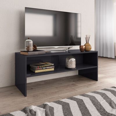 vidaXL Mueble de TV madera contrachapada gris brillante 100x40x40 cm
