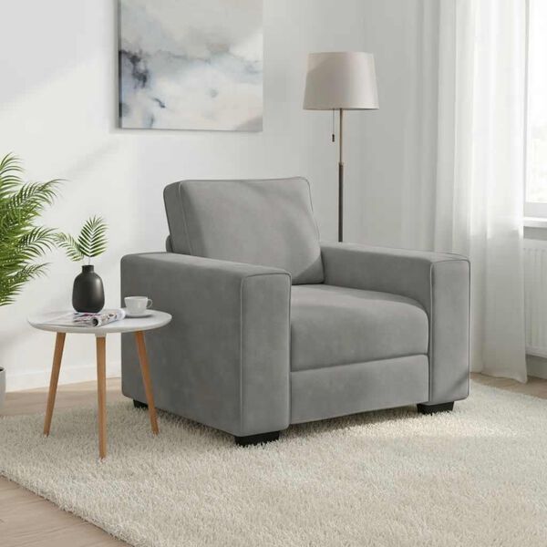 vidaXL Sill&oacute;n sof&aacute; gris claro 60 cm terciopelo