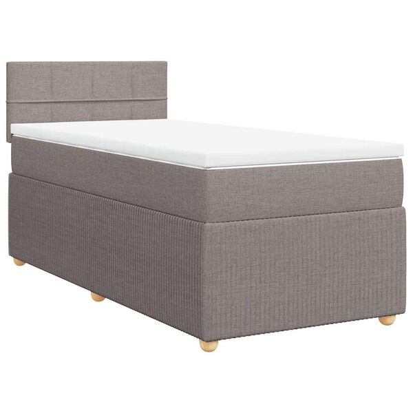 vidaXL Cama box spring con colch&oacute;n tela gris taupe 90x200 cm