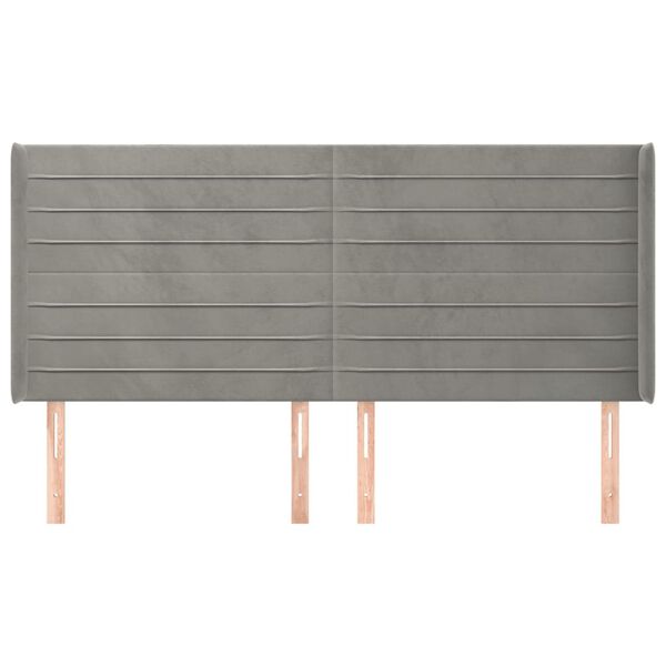 vidaXL Cabecero con orejas de terciopelo gris claro 183x16x118/128 cm