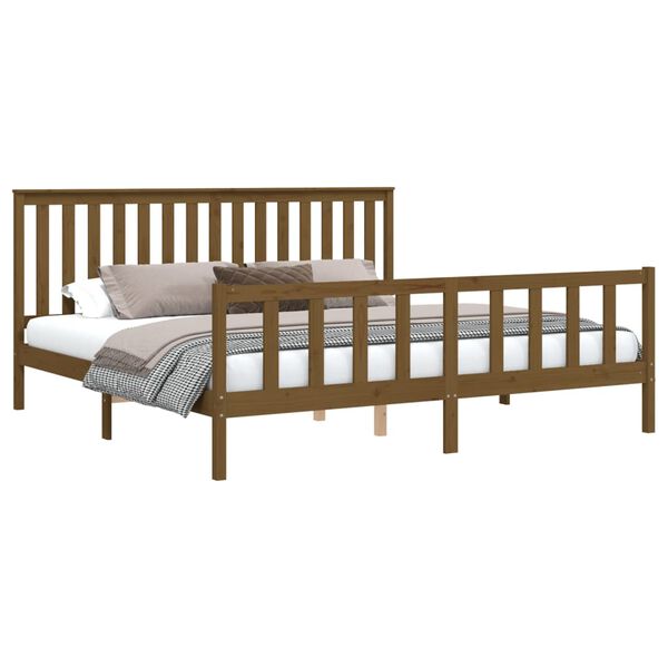 vidaXL Estructura cama con cabecero madera pino marr&oacute;n miel 180x200 cm