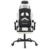 vidaXL Silla gaming giratoria reposapi&eacute;s cuero sint&eacute;tico negro blanco