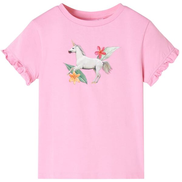 Camiseta infantil de manga corta rosa brillante 128