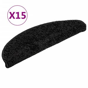 vidaXL Alfombrillas para escaleras 15 unidades 56x17x3 cm Negro Semicircular