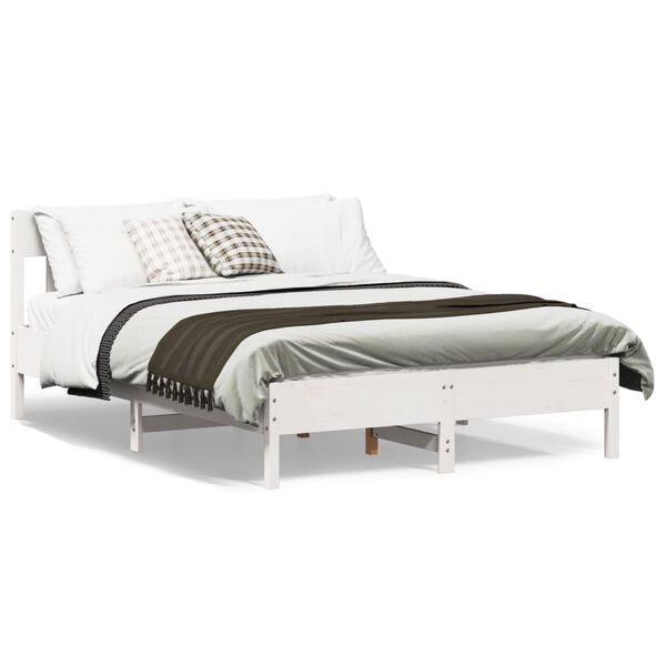 vidaXL Estructura de cama sin colch&oacute;n madera de pino blanca 150x200 cm