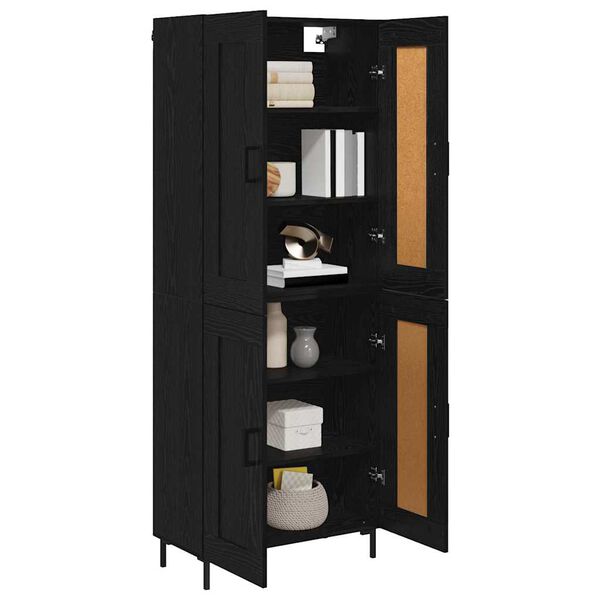 vidaXL Aparador alto 2 pcs Roble Negro Madera de ingenier&iacute;a