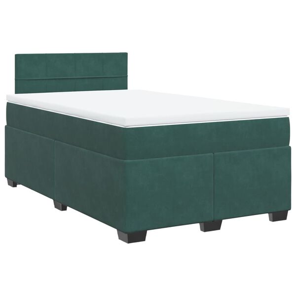 vidaXL Cama box spring con colch&oacute;n terciopelo verde oscuro 120x190 cm