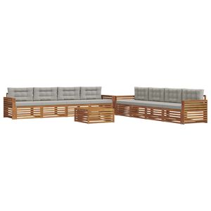 vidaXL Conjunto de sof&aacute;s de exterior 9 pcs Gris Natural y Claro