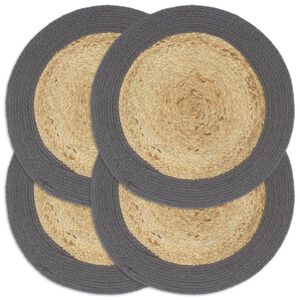 vidaXL Mantel individual redondo 4 uds yute algod&oacute;n natural gris 38cm