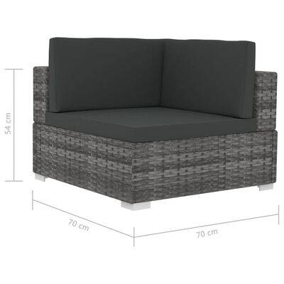vidaXL Set de sofás de jardín con cojines 4 pzas ratán sintético gris