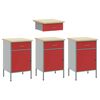 vidaXL Armario de trabajo con caj&oacute;n 4 pcs Rojo 200 x 55 x 85 cm