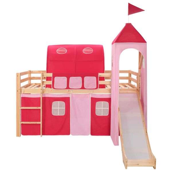 vidaXL Cama alta para ni&ntilde;os tobog&aacute;n y escalera madera pino 208x230 cm